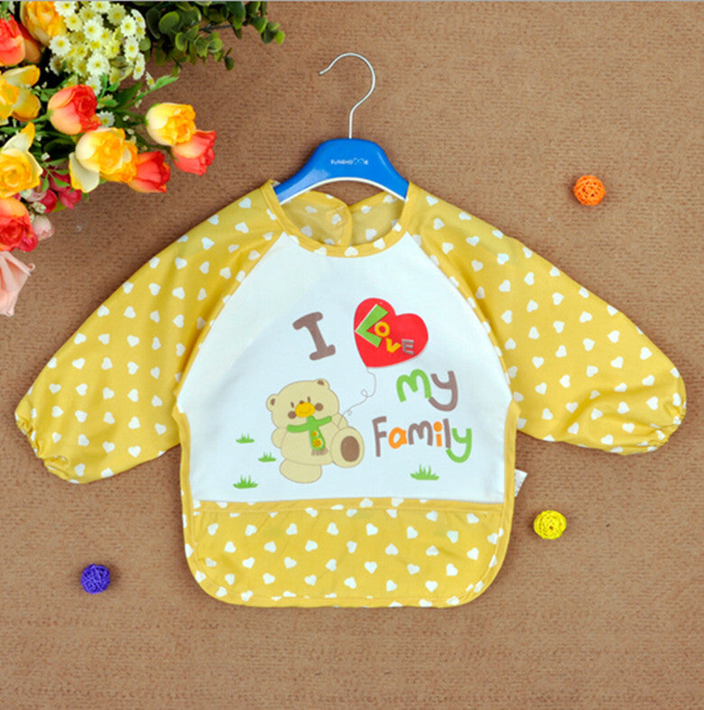Lovely Boys Girls Baby Letter Print Infant Long Sleeve Anti Wear Waterproof Feeding Shirts Y4 SM6