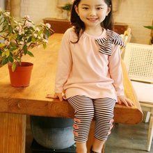 Lovely Girls Clothing Sets Long Sleeve Shirts Bow Striped Leggings Pajama Suit Sets 3-8 Y SM6