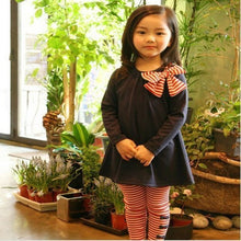 Lovely Girls Clothing Sets Long Sleeve Shirts Bow Striped Leggings Pajama Suit Sets 3-8 Y SM6