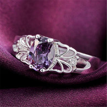 Luxury elegant amethyst Silver Rings Jewelry Crystal Beautiful flowers ring women lady cute nice beat wild  SM6
