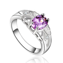 Luxury elegant amethyst Silver Rings Jewelry Crystal Beautiful flowers ring women lady cute nice beat wild  SM6