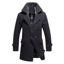 Men Cotton Blends Coat Long Jacket Double Breasted Overcoat SM6