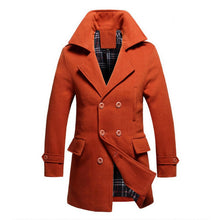 Men Cotton Blends Coat Long Jacket Double Breasted Overcoat SM6