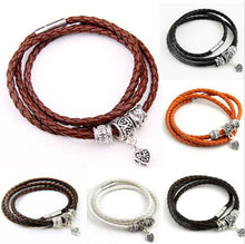 Men Retro Charm Bracelet Men Beads Chain Bangles Style Latest Popular 3 Laps Leather Bracelets SM6