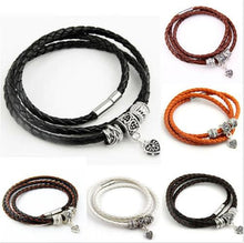 Men Retro Charm Bracelet Men Beads Chain Bangles Style Latest Popular 3 Laps Leather Bracelets SM6