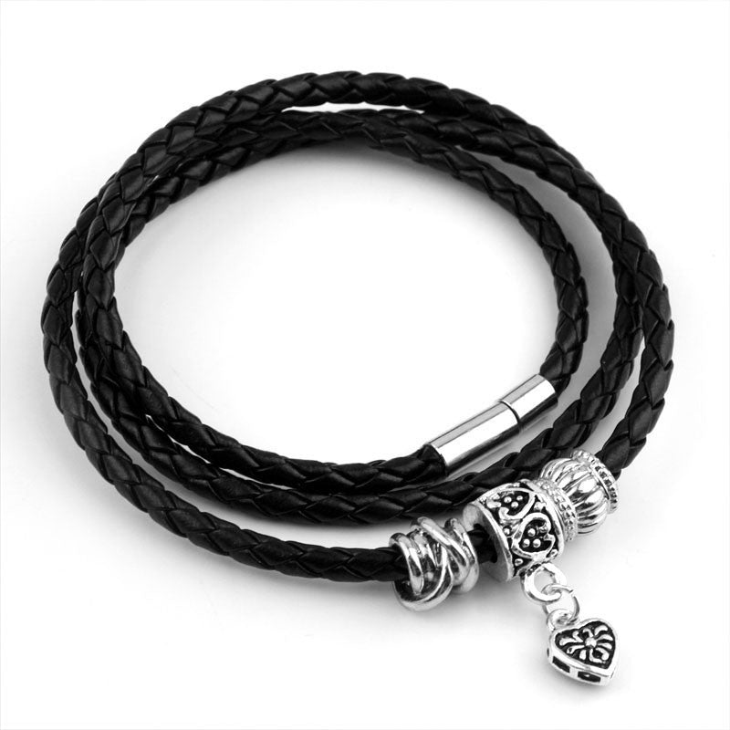 Men Retro Charm Bracelet Men Beads Chain Bangles Style Latest Popular 3 Laps Leather Bracelets SM6