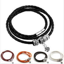 Men Retro Charm Bracelet Men Beads Chain Bangles Style Latest Popular 3 Laps Leather Bracelets SM6