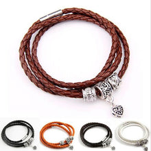 Men Retro Charm Bracelet Men Beads Chain Bangles Style Latest Popular 3 Laps Leather Bracelets SM6