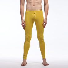 Men Soft Long Johns Warm Thermal Underwear Pants Gold Edge Cotton Buttons S-XL SM6