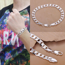 Men's 8MM Chain Bracelet Women's DIY Jewelry Sliver Plated Lobster Clasp Link Bracelets SM6