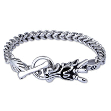 Men's Chinese Element Dragon Head Bracelet 316L Titanium Steel Antique Silver al Ornaments Polished SM6