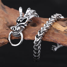 Men's Chinese Element Dragon Head Bracelet 316L Titanium Steel Antique Silver al Ornaments Polished SM6