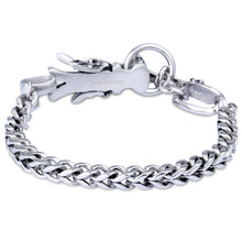 Men's Chinese Element Dragon Head Bracelet 316L Titanium Steel Antique Silver al Ornaments Polished SM6