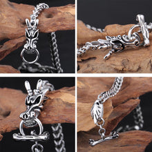 Men's Chinese Element Dragon Head Bracelet 316L Titanium Steel Antique Silver al Ornaments Polished SM6