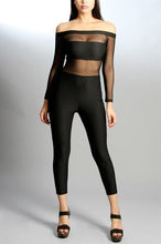 Mesh Top Long-Sleeve One Piece Jumpsuit Long Pants Sexy Club Off Shoulder Bodycon Sheer Jumpsuit Romper For 6618 SM6