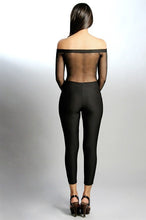 Mesh Top Long-Sleeve One Piece Jumpsuit Long Pants Sexy Club Off Shoulder Bodycon Sheer Jumpsuit Romper For 6618 SM6