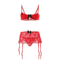 Moobody Sheer Lace Women's Sexy Lingerie Bra Panty Set Thongs Bowknot Erotic Underwear 4 Garter Belt Bikini Nightwear Sleepwear SM6