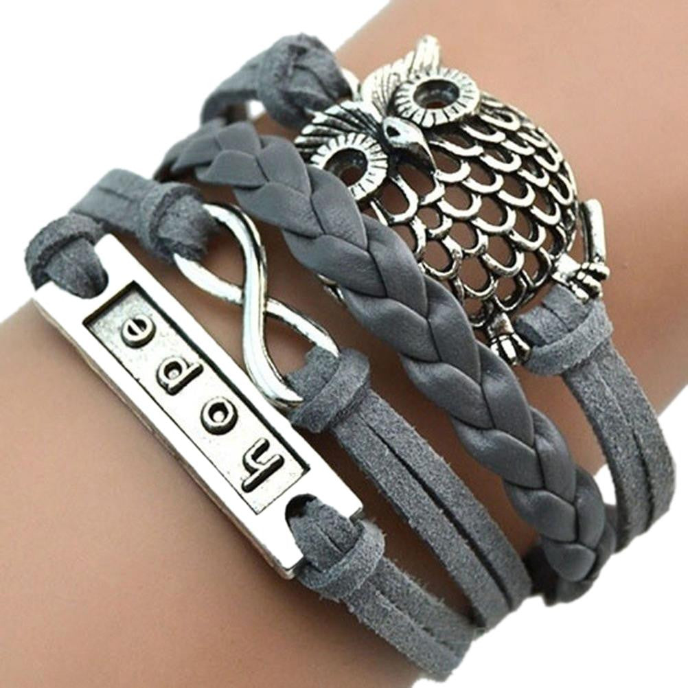 Multilayer Braided Bracelets Hope Letter Charm Bracelet Woven Faux Leather Bracelet   Bangle For Women SM6