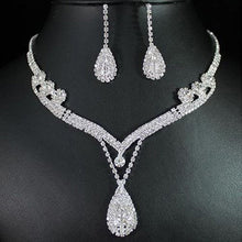 Bridal Chic Crystal Rhinestone Water Drop Necklace Earrings Set Gifts For Women  SM6