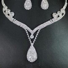 Bridal Chic Crystal Rhinestone Water Drop Necklace Earrings Set Gifts For Women  SM6