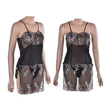 Women sexy embroidery Black lingerie set lady print perspective lure pajamas Lady Sleepwear Nightwear Erotic lingerie SM6