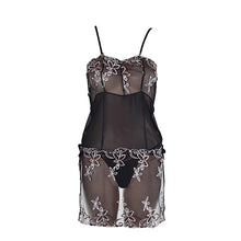 Women sexy embroidery Black lingerie set lady print perspective lure pajamas Lady Sleepwear Nightwear Erotic lingerie SM6