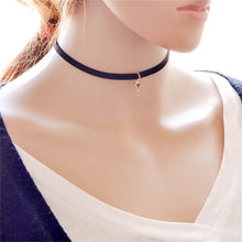 Black Leather Choker Necklace Wrap Gold Color Triangle Necklace For Women SM6