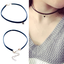 Black Leather Choker Necklace Wrap Gold Color Triangle Necklace For Women SM6