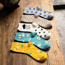 Japanese Women Wind Cloud Rain Weather Socks Cartoon Weed Egg Rural Striped Footprint Socks 5 Styles SM6