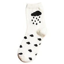 Japanese Women Wind Cloud Rain Weather Socks Cartoon Weed Egg Rural Striped Footprint Socks 5 Styles SM6