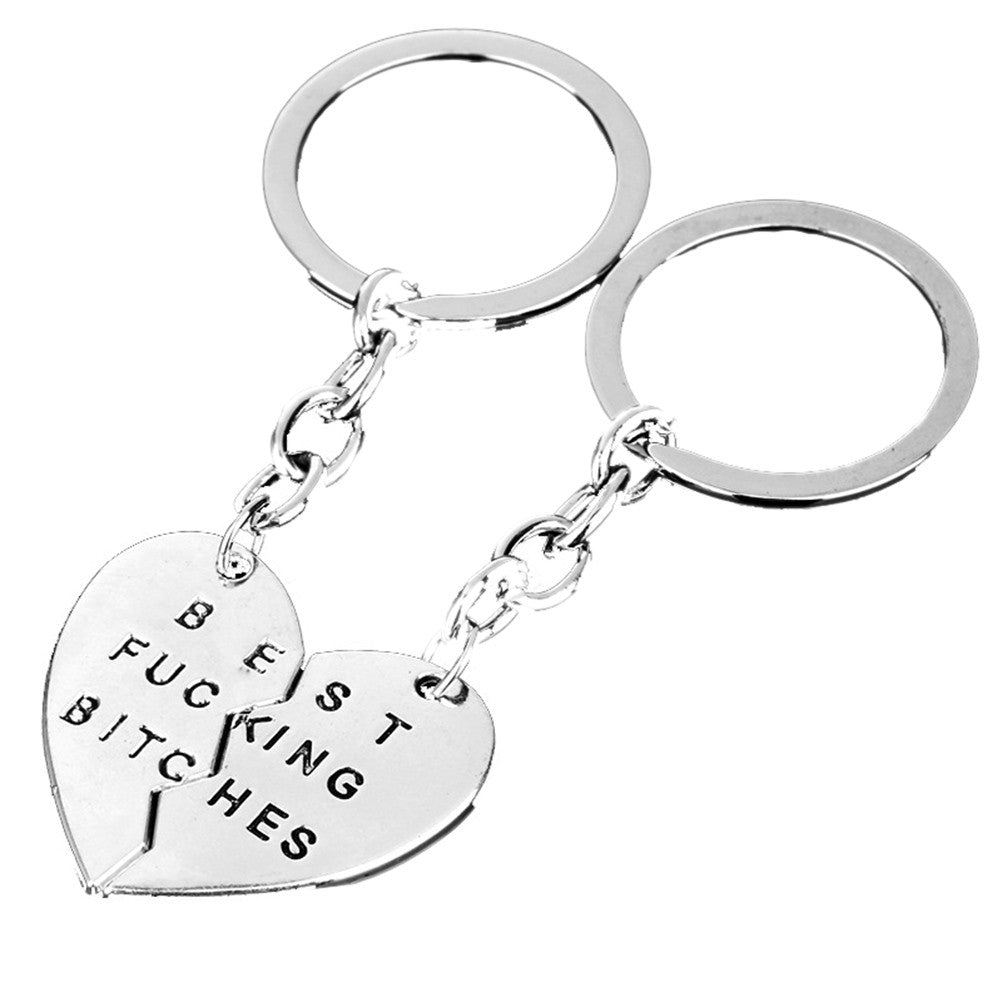 Best Friend Charm Broken Keyring Heart Pendant Key Chain Best Bitches Keychain Silver color Gifts For Girls SM6