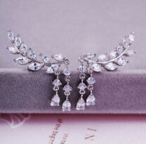 Design Rhinestone Tassel Leaves Stud Earring Ear Drop Ear Stud Earrings Women Statement Jewelry SM6