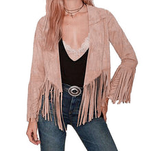 Women Jacket Short Tassel Jacket Ladies Solid Faux Suede Coat Cardigan M L XL SM6