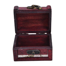 Chic Vintage Metal Lock Mini Stamp Jewelry Treasure Chest Case Wooden Box  SM6