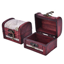 Chic Vintage Metal Lock Mini Stamp Jewelry Treasure Chest Case Wooden Box  SM6