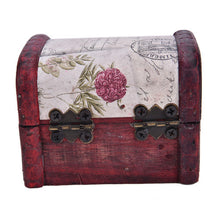 Chic Vintage Metal Lock Mini Stamp Jewelry Treasure Chest Case Wooden Box  SM6