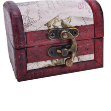 Chic Vintage Metal Lock Mini Stamp Jewelry Treasure Chest Case Wooden Box  SM6