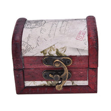 Chic Vintage Metal Lock Mini Stamp Jewelry Treasure Chest Case Wooden Box  SM6