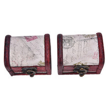 Chic Vintage Metal Lock Mini Stamp Jewelry Treasure Chest Case Wooden Box  SM6