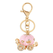 s Lovely Pumpkin Carriage Crystal Pendant Charm Purse H bag Car Keyring Keychain Party Birthday Gift Pink White Colors SM6