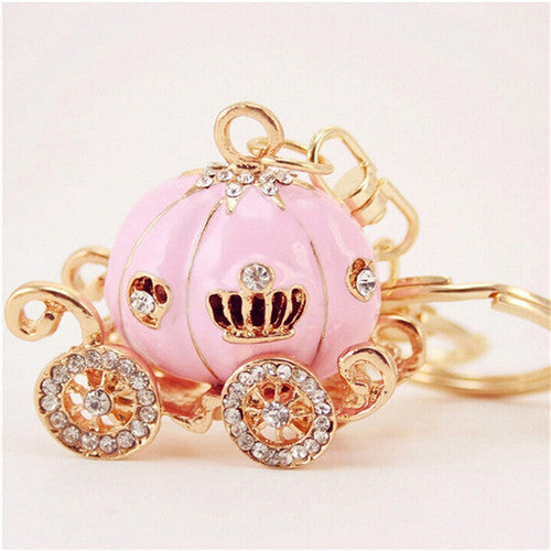 s Lovely Pumpkin Carriage Crystal Pendant Charm Purse H bag Car Keyring Keychain Party Birthday Gift Pink White Colors SM6