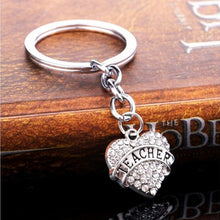s Student Teacher's Day Gifts Friend Jewelry Charm Key Chain Love Heart Alloy Crystal Teacher Keyring  SM6