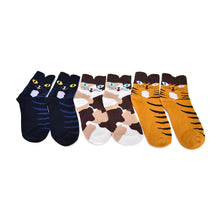 3D Animals Striped Cartoon Socks Women Girl Cat Footprints Cotton Ankle Socks SM6