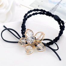 Elegant Flower Women Hair Rope Flower Scrunchy Crystal Materail Elastic Hair B  For Women Hair Accessories SM6