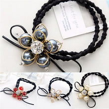 Elegant Flower Women Hair Rope Flower Scrunchy Crystal Materail Elastic Hair B  For Women Hair Accessories SM6