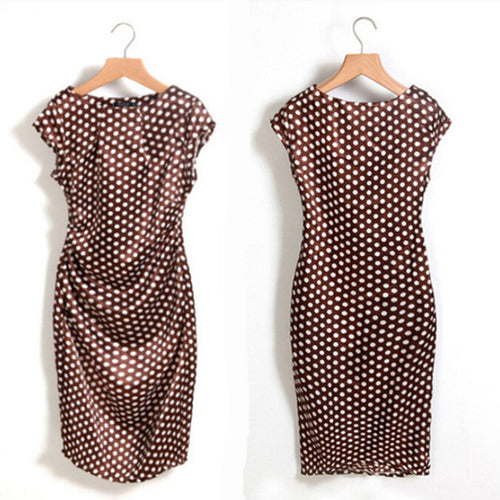 Casual Short Sleeve Bodycon Polka Dot Print Office Party Dresses Plus Size  vestidos SM6
