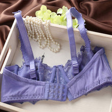 New Fashion Transparent Sexy Bra and Panty Set Plus size Women Lace Ultra-thin Blue Underwear Sets 32-38B SM6
