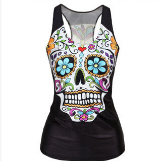 Tanks   Camis RIBS 3D Vest Tops Skull Bone Camisole Sexy Tank SM6