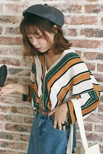 New  Fashion Korean style Summer Elegant Striped Blouse V-Neck Button Shirt Sexy Casual Blusas Women Tops 72514 SM6
