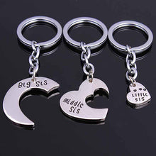 3pc Family Charm Keyring Big Middle Little Sis Sister Heart Keychains Women Girl Friends  SM6